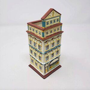 Vintage VTG Partylite Cafe Prague Tealight House Ceramic New in Box 6.25” Tall